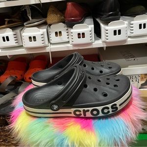 CROCS Black and White Women's Slippers